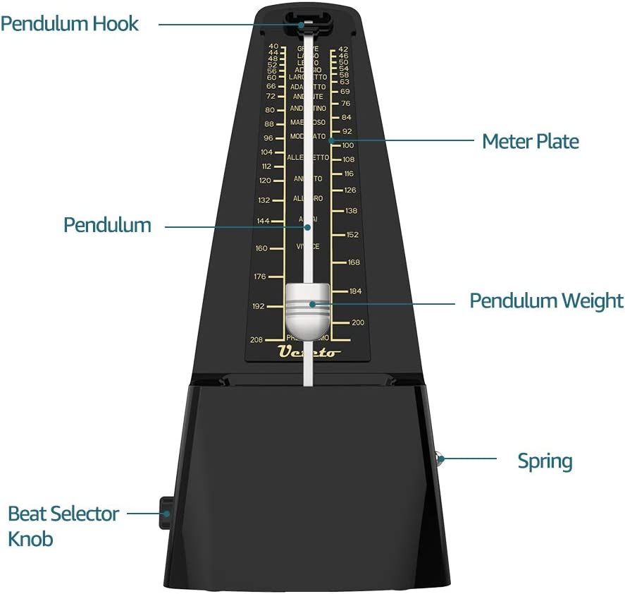 Mechanical Metronome Black/Loud Sound Piano Drum Violin Guitar, Hobbies