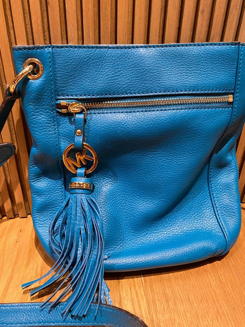 Selma leather clutch bag Michael Kors Blue in Leather - 40893059