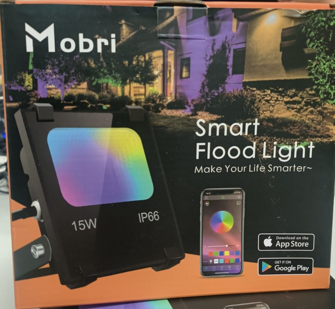 Mobri LED Flood Lights Outdoor, 15W Bluetooth Smart Floodlight APP Control, Colour  Changing RGB 100W Equivalent, 2700K Timing 16 Million Colours Music  Sync, IP66, UK 3-Plug, [Energy Class A++],