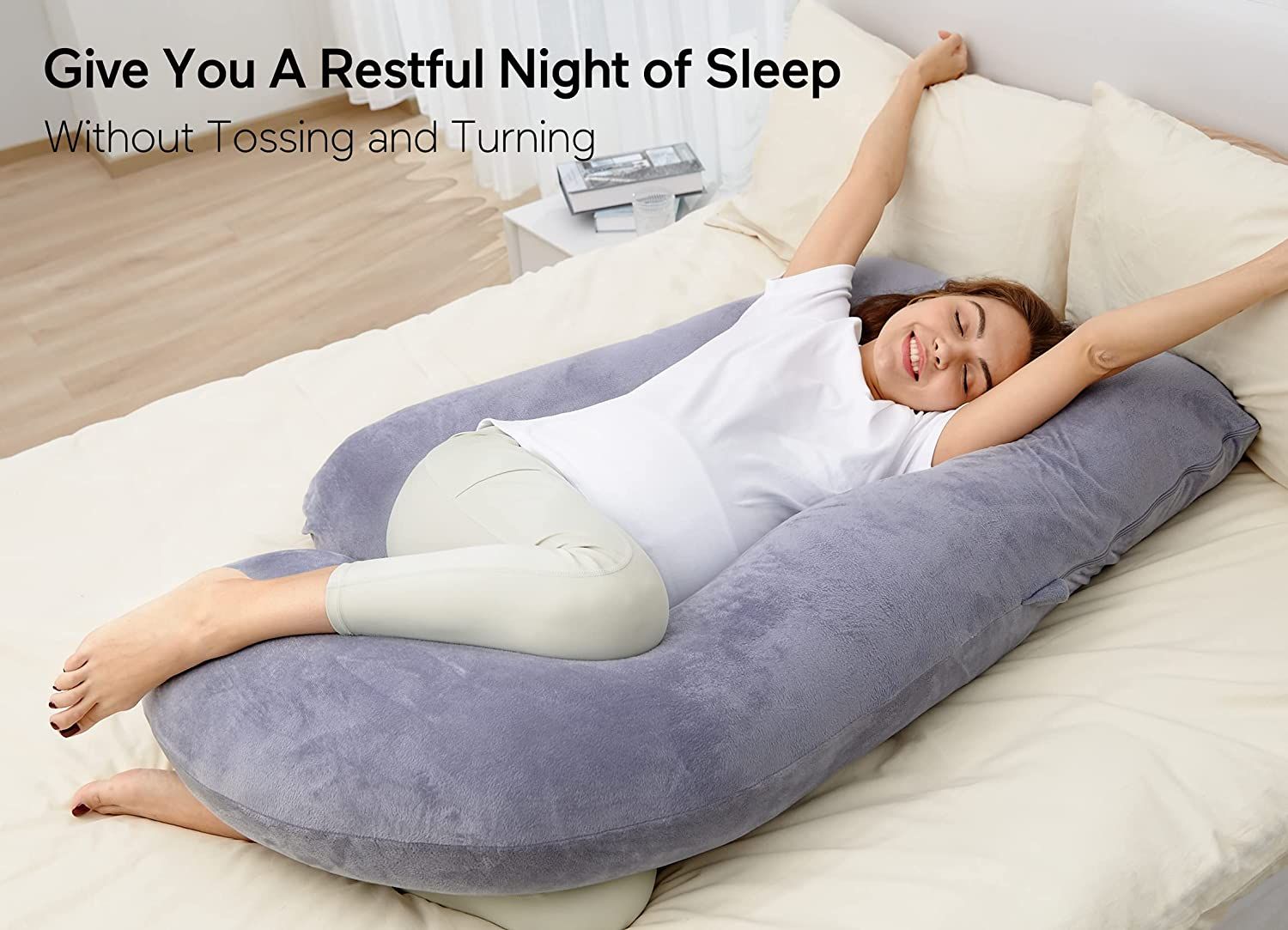 Momcozy Pregnancy Pillow with Soft Cover, Body Pillow for Pregnant Women