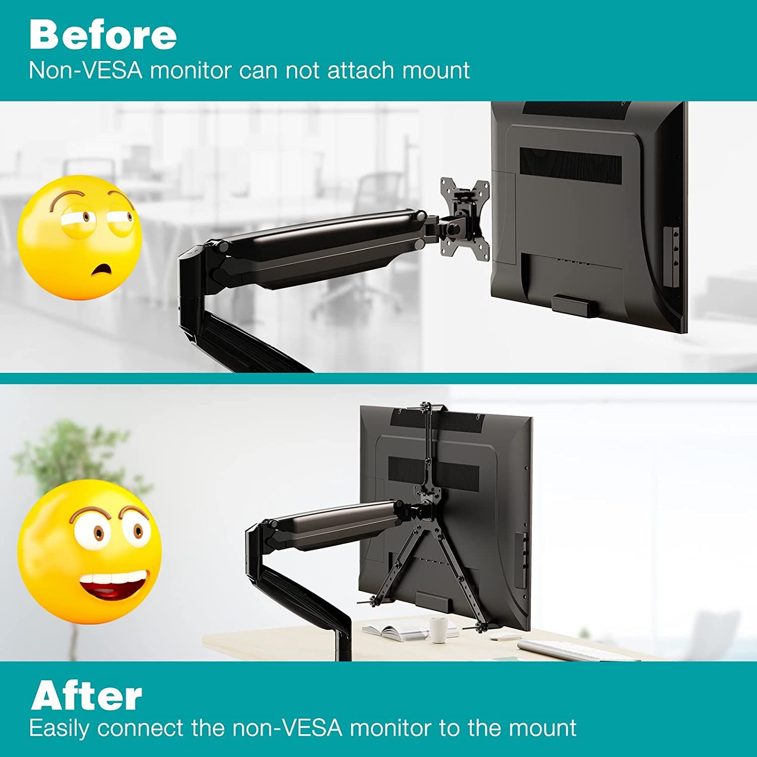 MOUNT PRO VESA Mount Adapter, Universal NonVESA Monitor Mount Adapter for 19 to 32 inch Screens