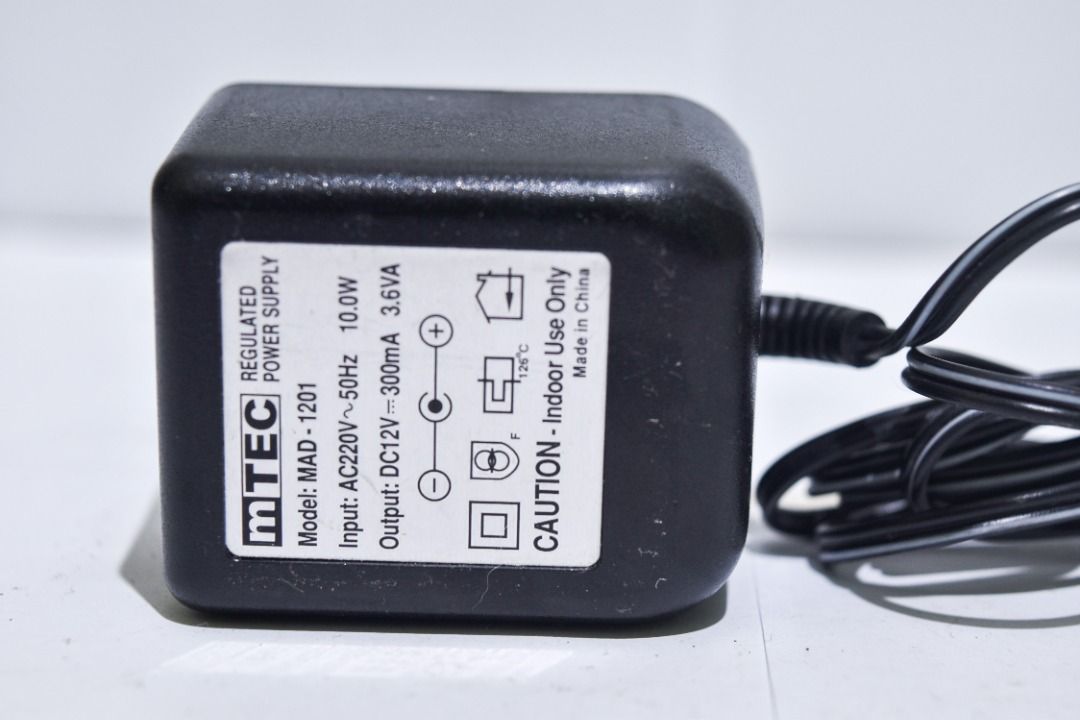 mtec MAD 1201 adapter regulated power supply 50 pesos (Category: Cables & Adaptors) located in Manila. Submitted by unclevin29 (Listing ID 1237774995, Image 2). Description: bawas kalat.. test to sawa.. Mtec regulated power supply Model: MAD - 1201 Input: AC220V~50hz 10.0W Output: DC12V - 300mA 3.6VA.