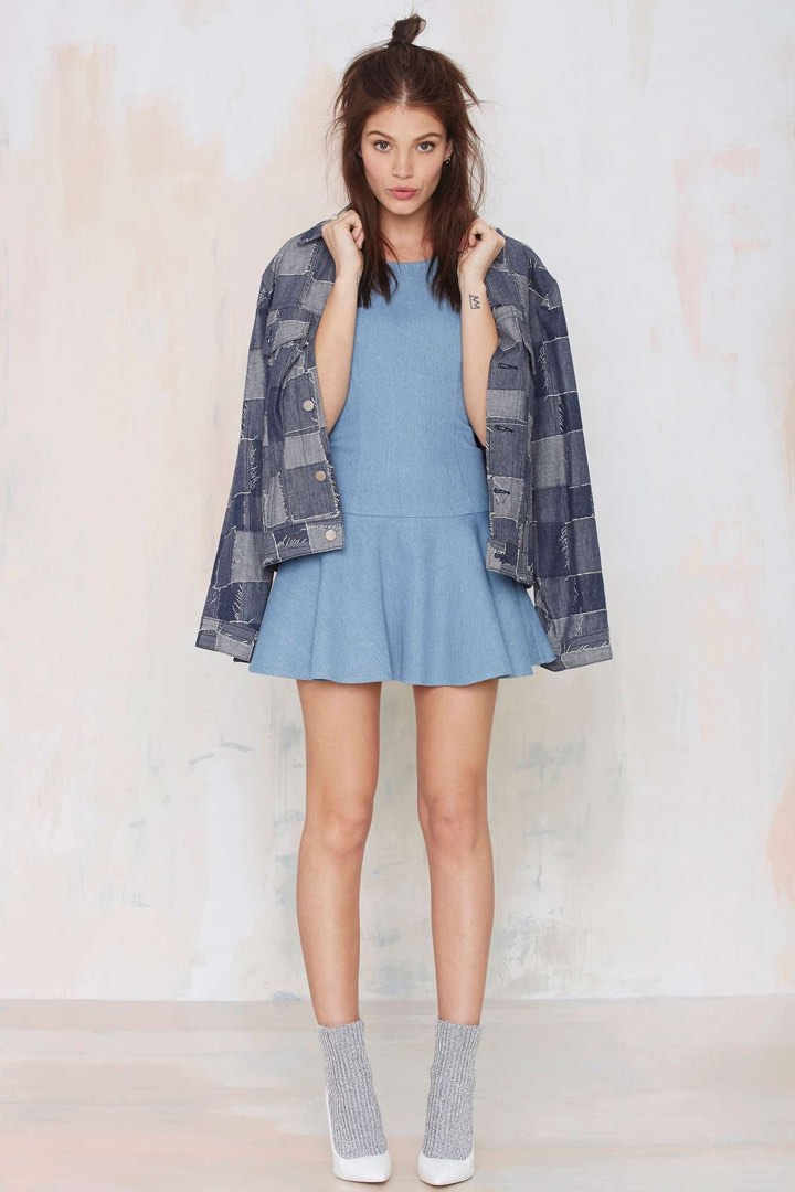 Nasty Gal Rehab Brand Denim mini Dress, Women's Fashion, Dresses & Sets,  Dresses on Carousell