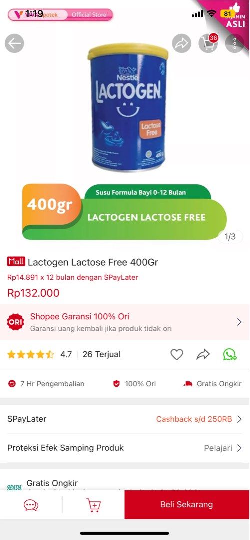 Nestle Lactogen Lactose Free LLF 0 12m Susu Formula Bayi Alergi Susu Nestle Lactogen Lactose Free LLF 0 12m Susu Formula Bayi Alergi Susu
