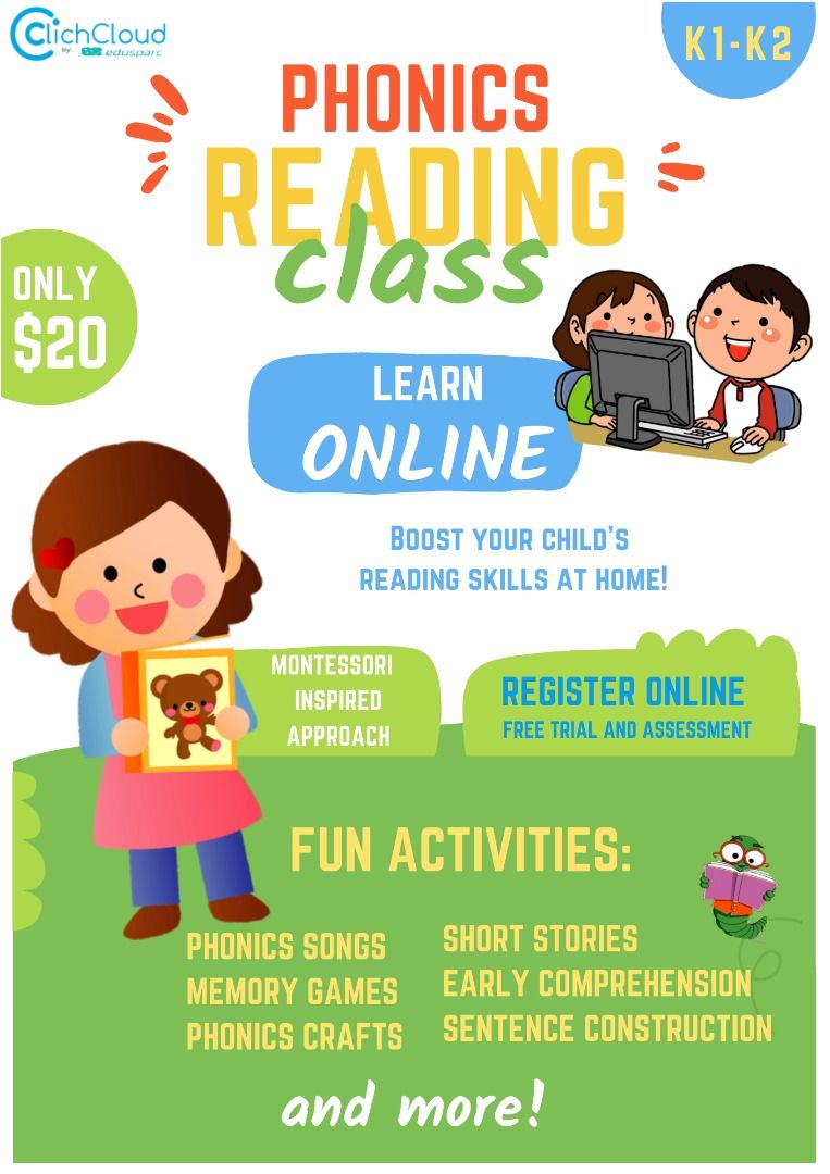 Phonics and Reading Online Class K1/K2, Learning & Enrichment