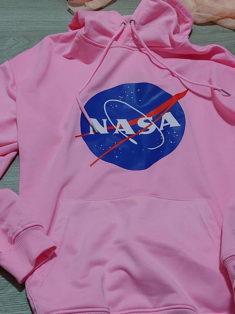 Pink NASA print oversized hoodie Women s Fashion Tops Longsleeves on Carousell