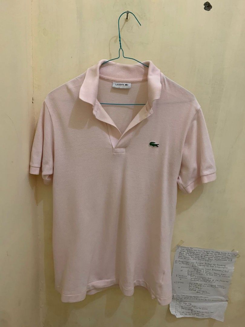 Mens Pink Lacoste T Shirt Camisas Informales Lacoste Vintage Para