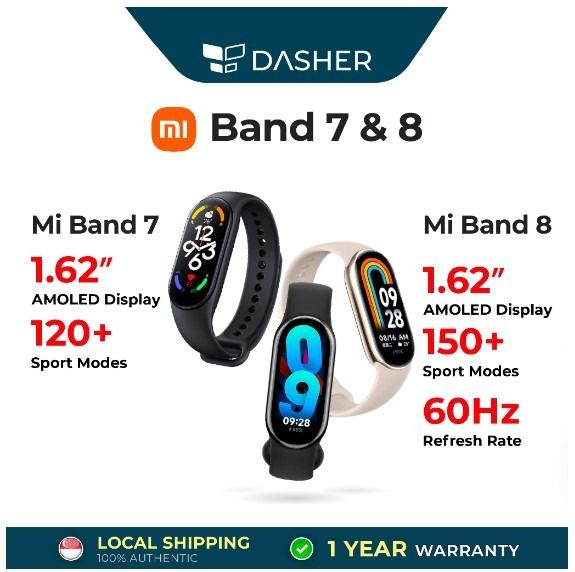 READY STOCK LATEST RELEASE Xiaomi Mi Band 7 Mi Band 8 Smart Wristband AMOLED Color Screen Watch With Magnetic Charging
