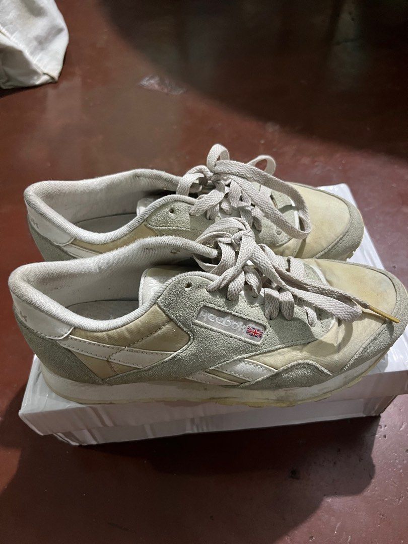 Reebok Classic Womens Suede Nylon Beige and White Women s Fashion