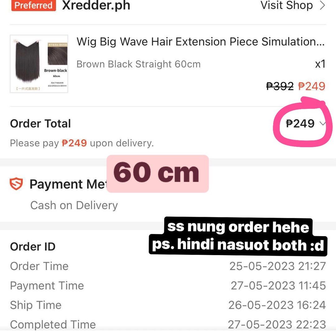 [Rush] Hair Extensions BrownBlack 60 cm with freebie 45 cm