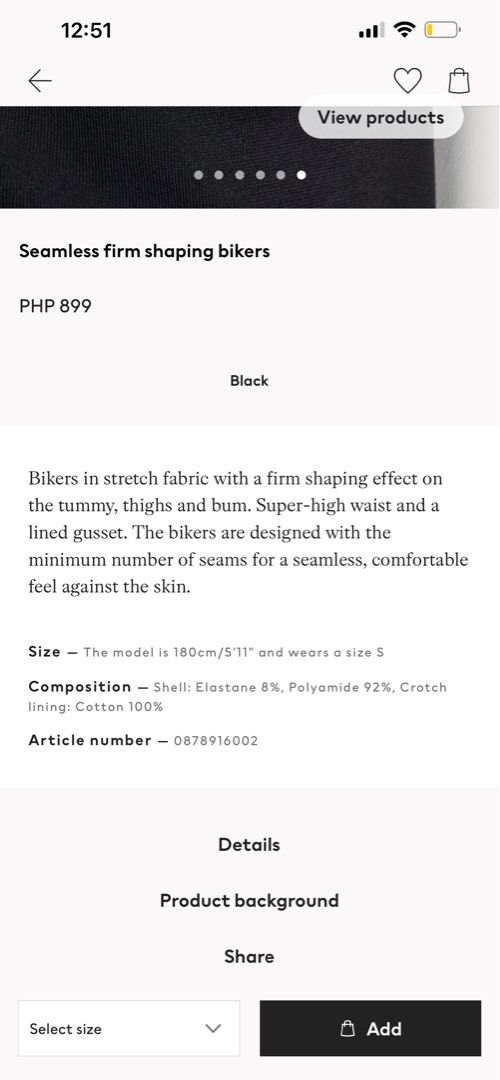 H&M Seamless Firm Shaping Bikers