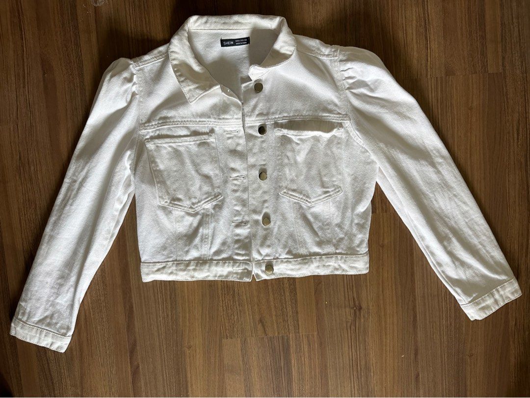 Shein white denim jacket deals