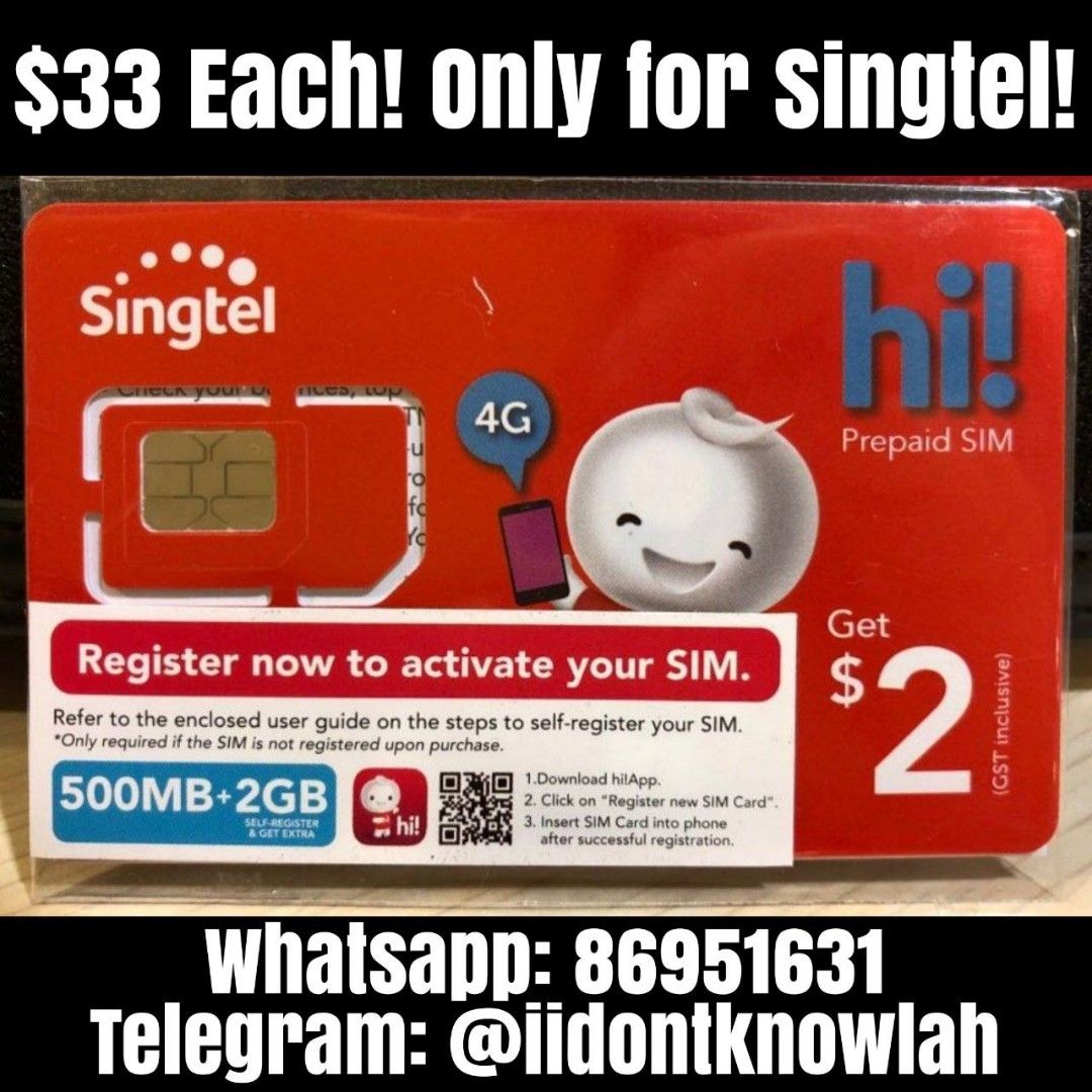 Singtel Sim Cards, Mobile Phones & Gadgets, Mobile & Gadget Accessories