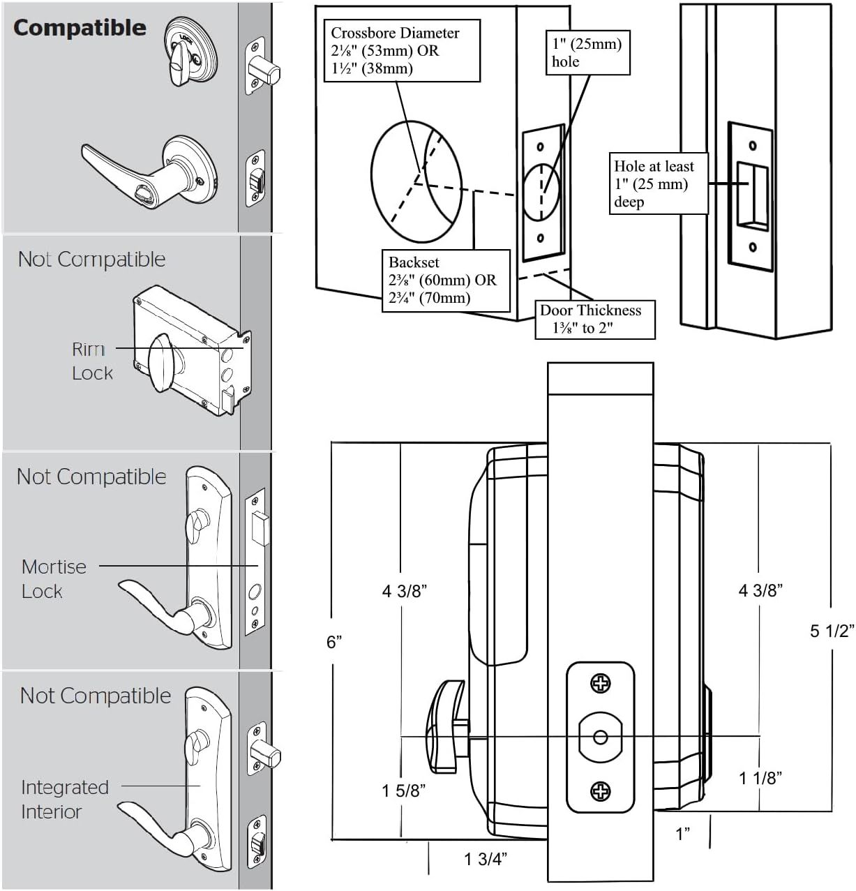 Smart Deadbolt Lock, SCYAN D1 Deadbolt With Touchscreen Keypad, Keyless Entry Door Lock, Auto Locking, For Home, Airbnb, Rental House (Satin Nickel - View #9
