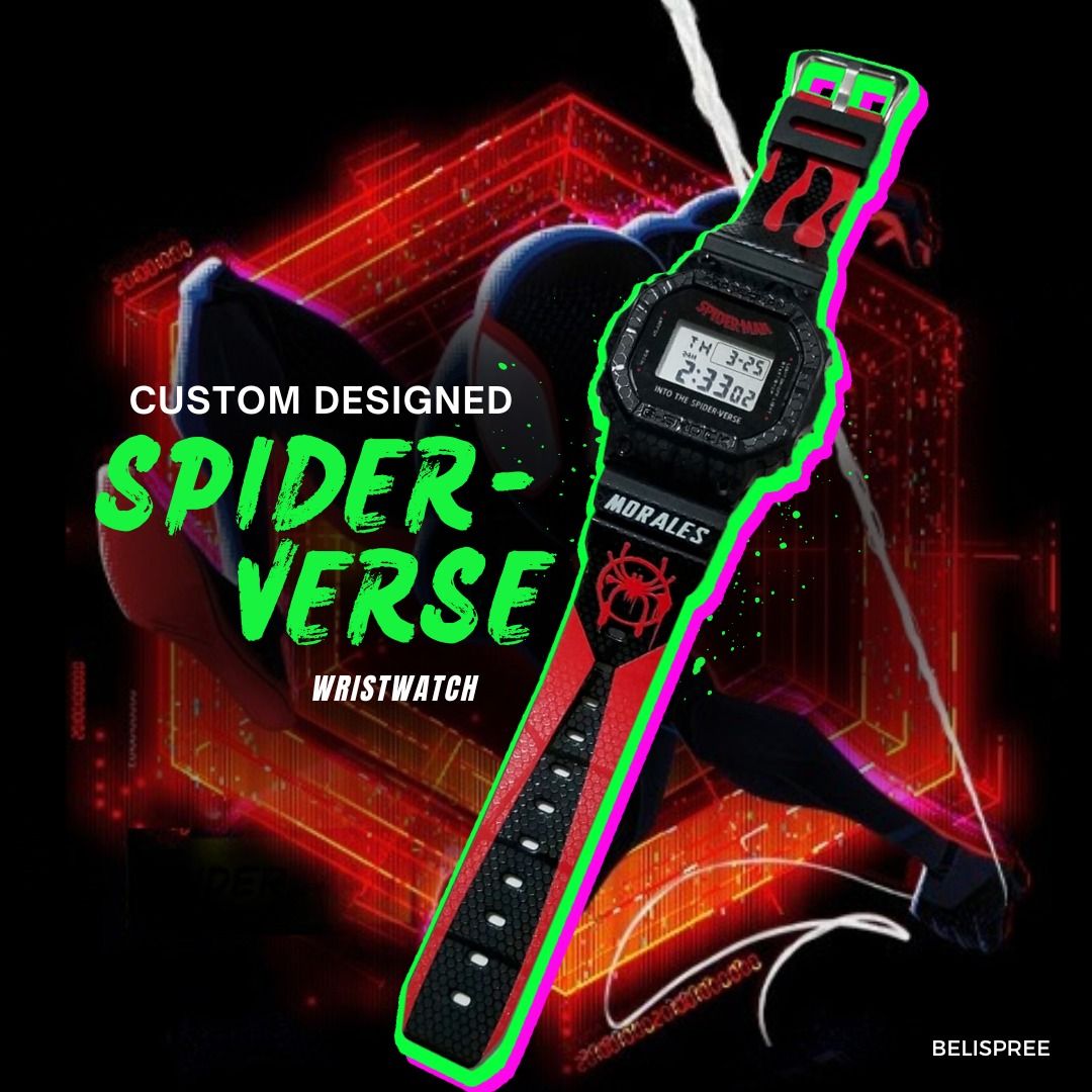 Spiderman Custom Designed Watch G Shock DW 5600 Spider Verse Design Custom Watch DW 5600 G Shock Watch Men s Fashion Watches Accessories Watches on Carousell