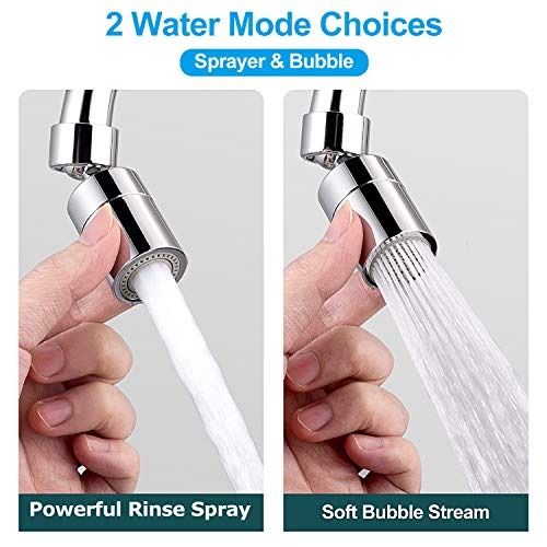 SAMODRA Kitchen Sink Faucet Aerator Dual Brass Swivel Ball 80° Big Angle  Adjustable 2 Spray Function Soft Bubble Stream/Strong Sprayer Faucet Tap  Aerator Replacement Chrome - 1.8GPM/M24, Furniture & Home Living, Bathroom