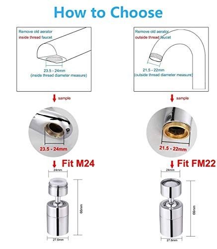 SAMODRA Kitchen Sink Faucet Aerator Dual Brass Swivel Ball 80° Big Angle  Adjustable 2 Spray Function Soft Bubble Stream/Strong Sprayer Faucet Tap  Aerator Replacement Chrome - 1.8GPM/M24, Furniture & Home Living, Bathroom