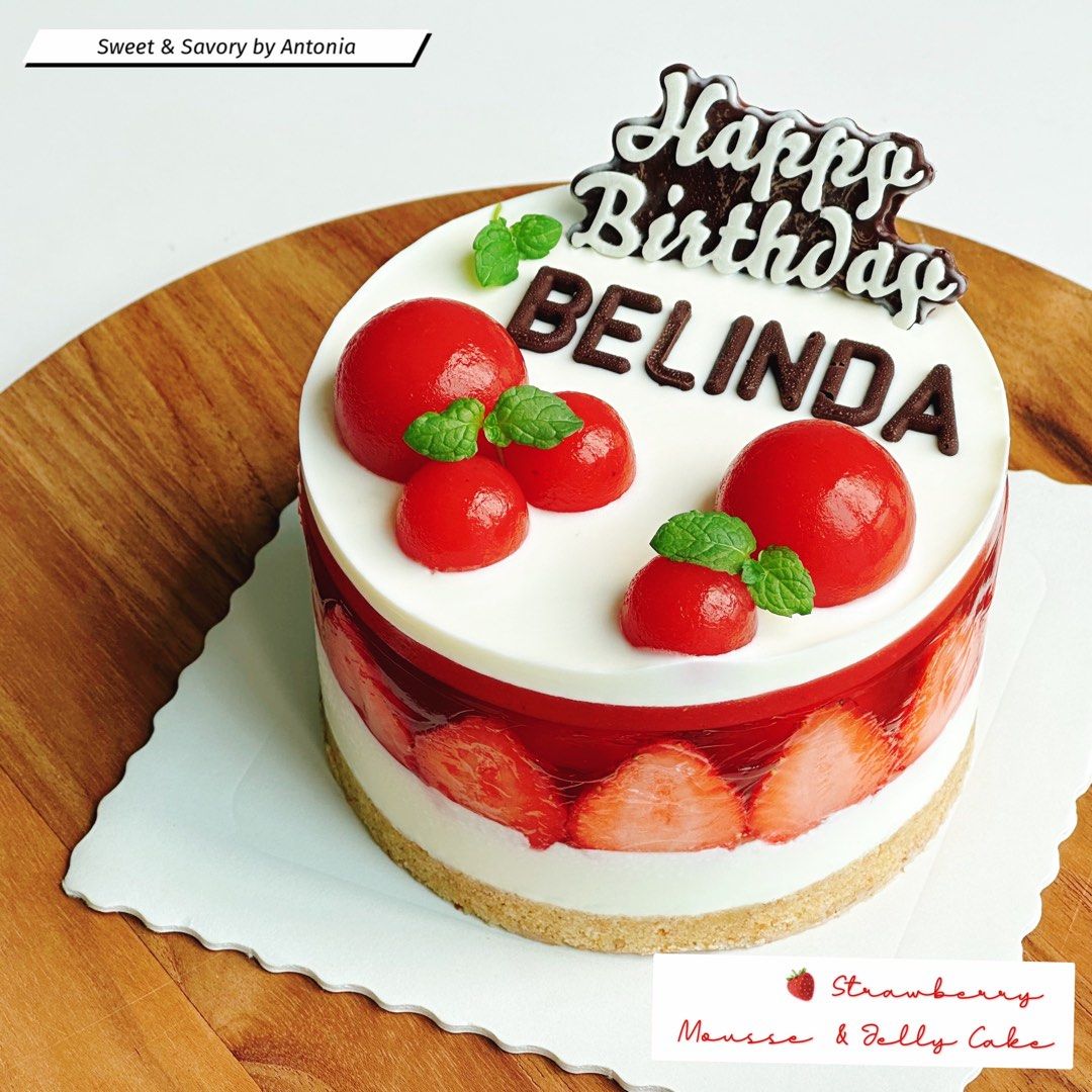 Strawberry Jelly Mousse Cake / Birthday Cake / Father's Day, Food