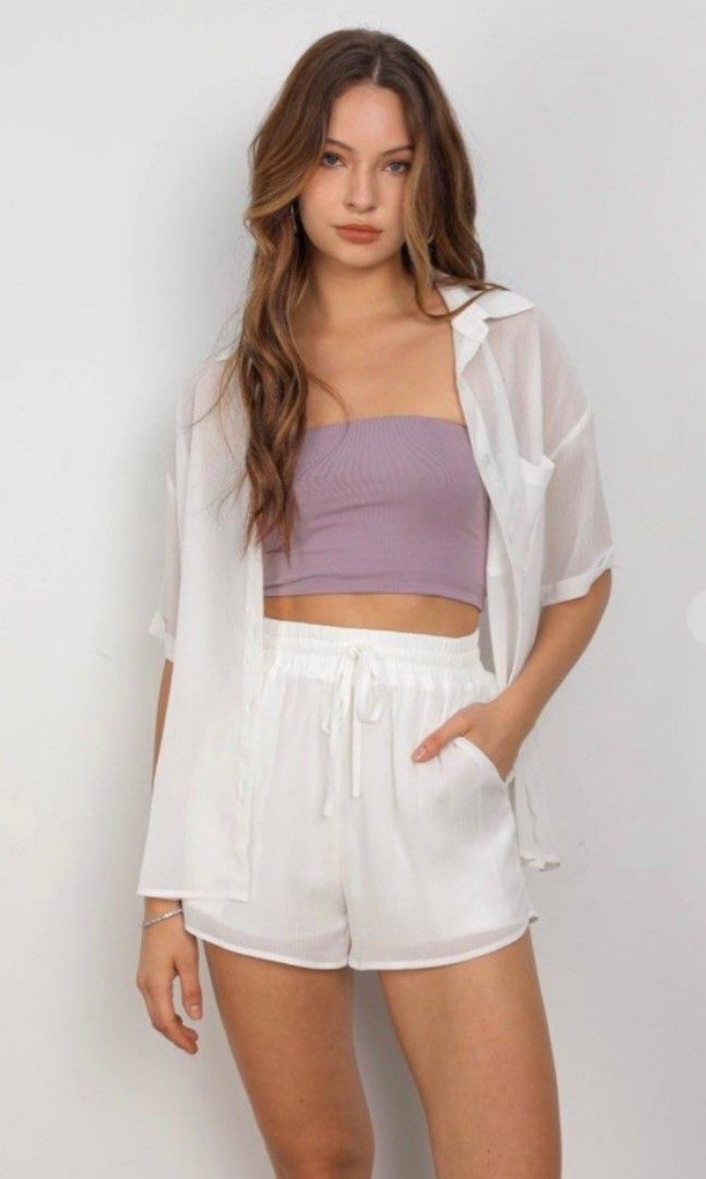 White sheer shorts outlet
