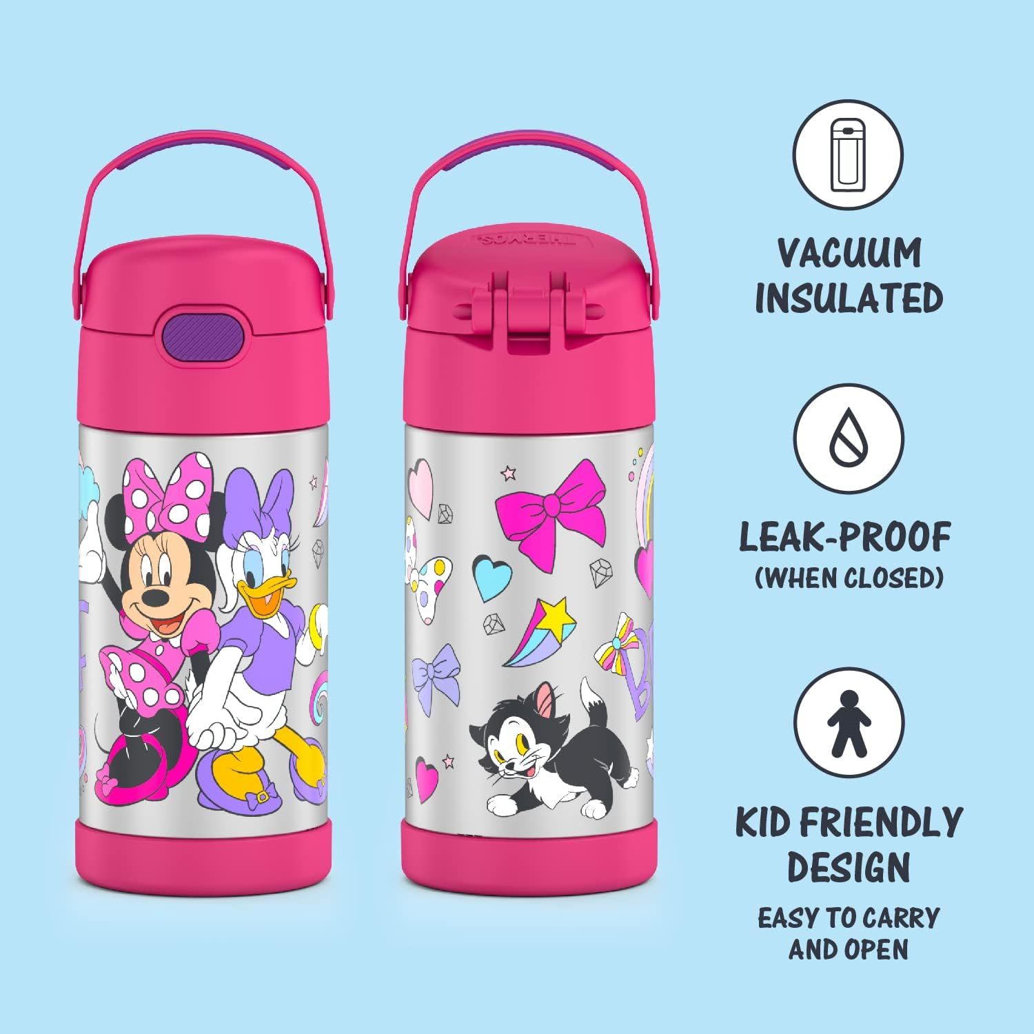 Thermos Funtainer Minnie Mouse Insulated Bottle With Straw, Red