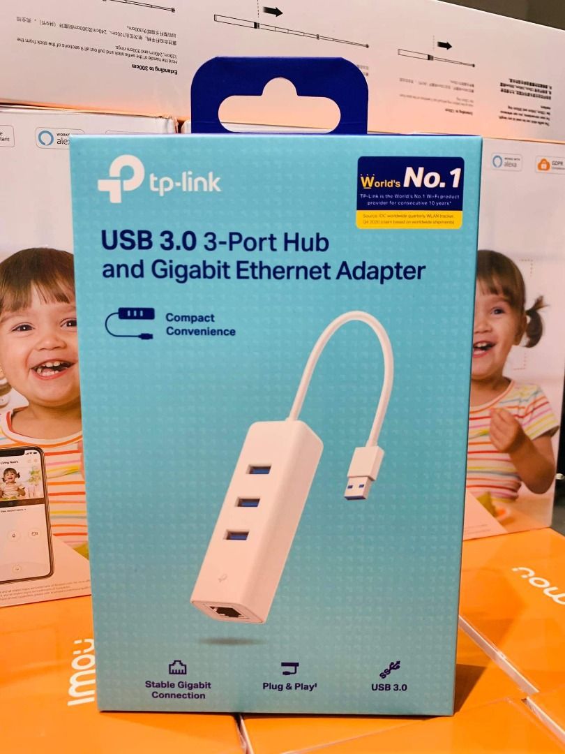 TP-Link UE330 Gigabit RJ45 Ethernet to USB Adapter and 3-Port Hub USB 3 ...