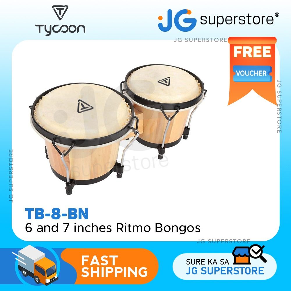 Tycoon 6" and 7" Beginner Ritmo Bongos Drums with Hand Selected Aged