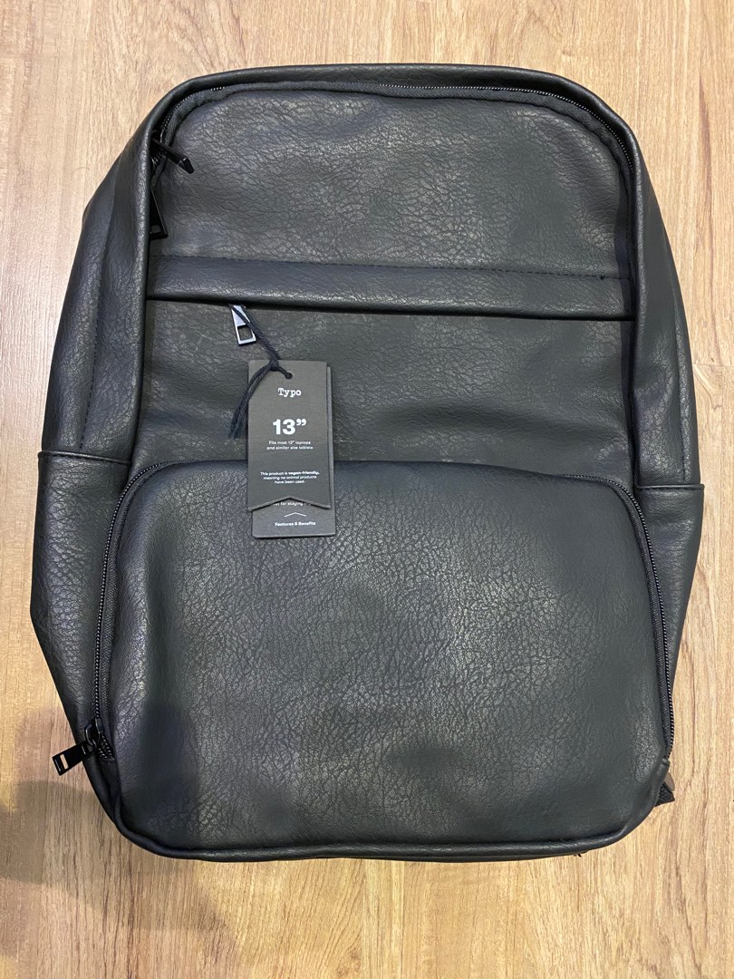 Typo Leather Backpack, Men's Fashion, Bags, Backpacks on Carousell
