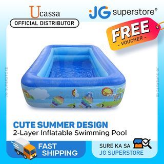 UCassa 150m x 110cm x 55cm 3-Layer Inflatable Kiddie Swimming Pool with Max 2ft Depth with Cute Animal Design Summer Outdoor for Kids 15011055
