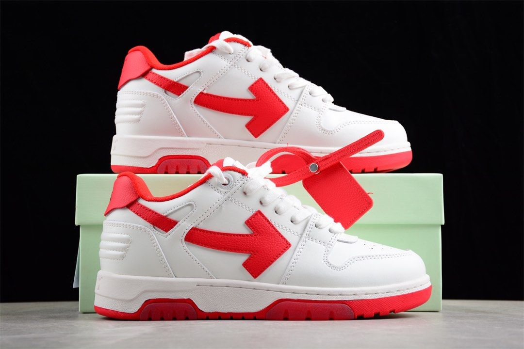 Red off clearance white shoes