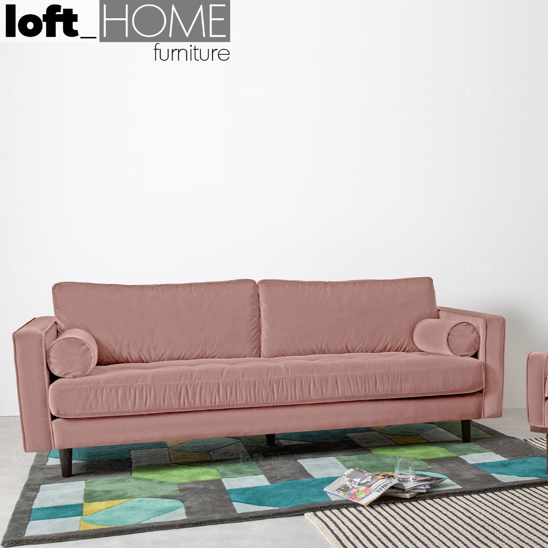Velvet Sofa 3 Seater Blush Pink Scott