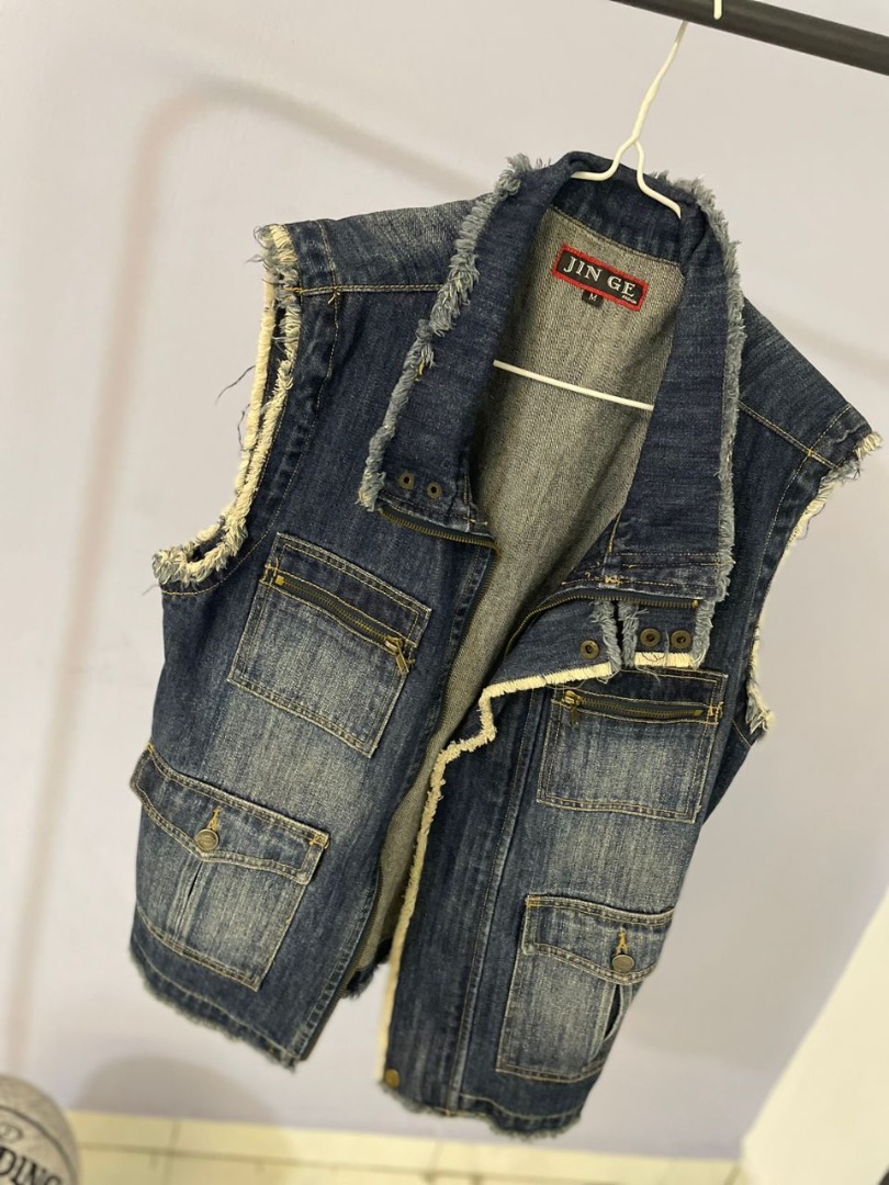 Vintage Jean Jacket Vest Mens, Men