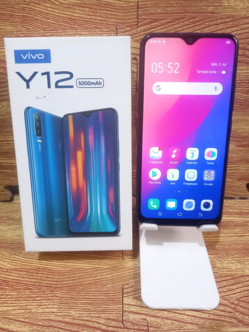 Vivo Y12 Fullset Ram 3 32 Warna Biru Mulus 96 Telepon Seluler