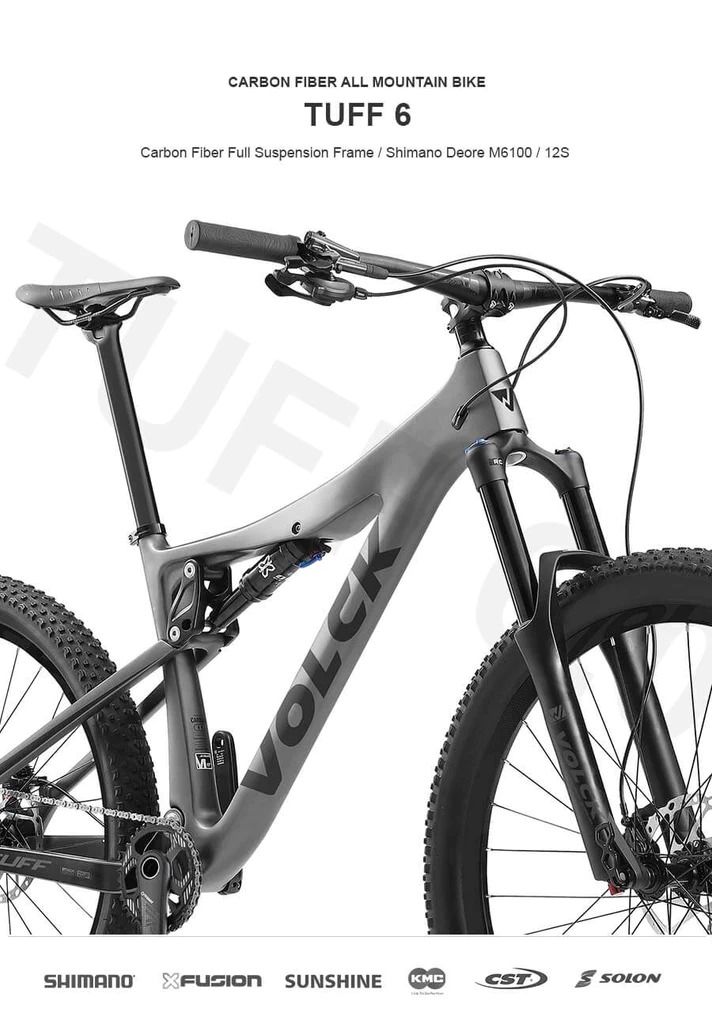 VOLCK Tuff 6 Carbon Fiber Full Suspension All Mountain Bike 27.5 x 17 Black Grey Sports Equipment Bicycles Parts Bicycles on Carousell