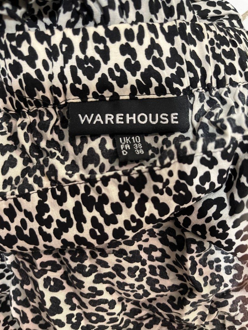 Warehouse Leopard Print Halter Midi Maxi Flowy Dress Women s
