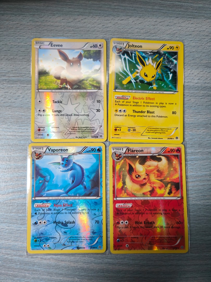  Eevee - Eeveelution Evolution Card Set - Jolteon Flareon  Vaporeon Eevee - Ancient Origins - 4 Card Lot : Toys & Games