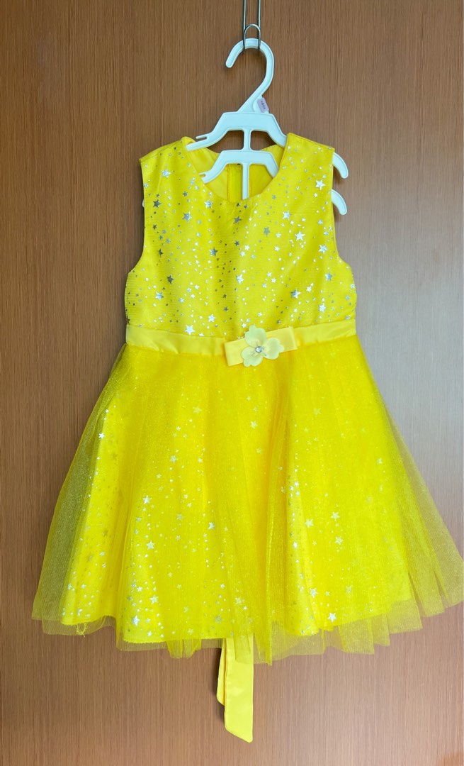 Yellow Tulle Dress Girls 34 years old, Babies & Kids, Babies & Kids