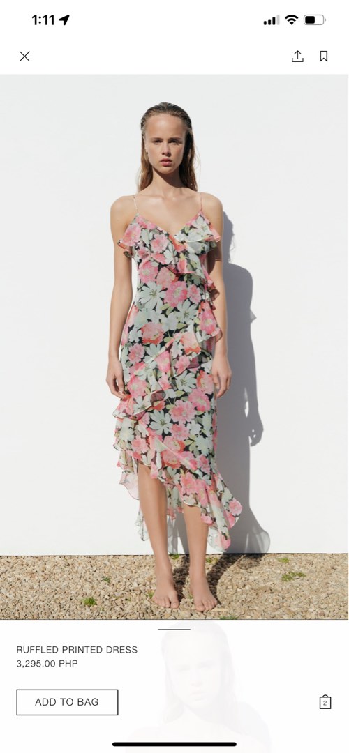 Zara Floral Ruffle Dress, Women'S Fashion, Dresses & Sets, Dresses On  Carousell