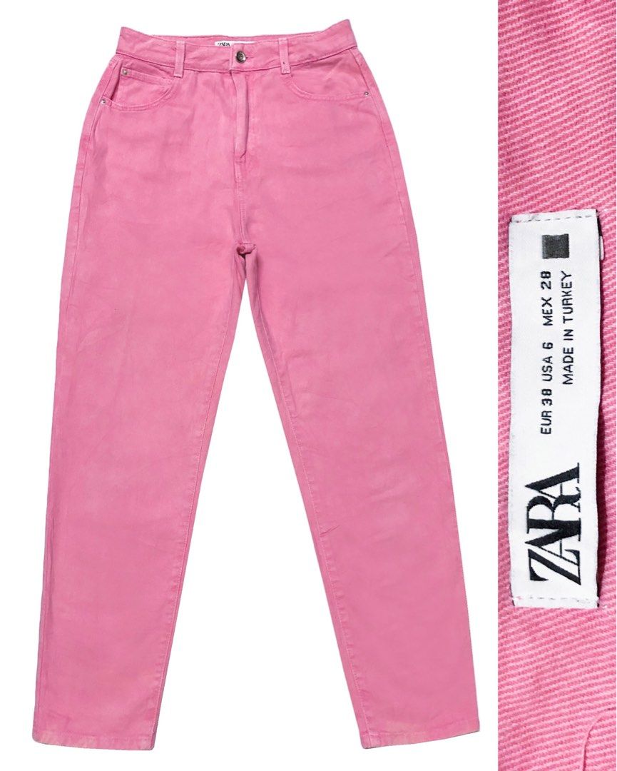 Pink mom jeans zara hotsell