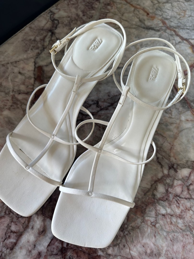 Zara white strappy heels Women s Fashion Footwear Heels on