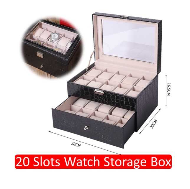 20 Slots Watch Storage Holder Box Case Watch Box Watch Case