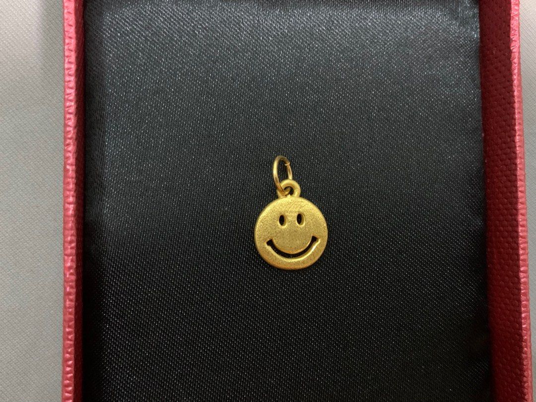 999 Gold Smiley Face Pendant Women s Fashion Jewelry