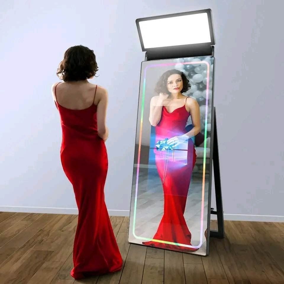 📸 70 inches portable mirror photobooth with camera and printer (Category: Cameras) located in San Pablo. Submitted by abw4reyes (Listing ID 1237904084, Image 2). Description: 📸 70 inches portable mirror photobooth with camera and printer Specifications: Material: White metal shell Screen: 32″ inch touch screen monitor Size: 70 inch Camera: Canon 1500D Printer: Hiti525L Photo Size: 4″ x 6″ Mini PC: i5, 4GB RAM, 128GB HDD, Windows 10 Dimensions: 