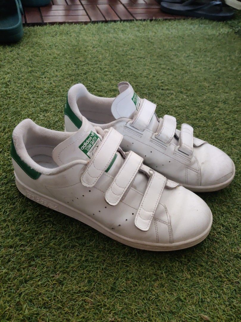 Adidas stan smith green velcro hot sale