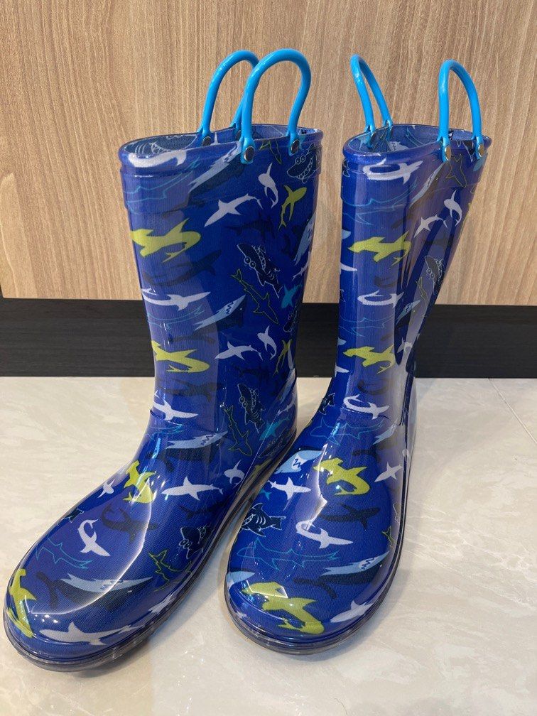 Almost New Shark Design Rain Boots Wellingtons Babies Kids