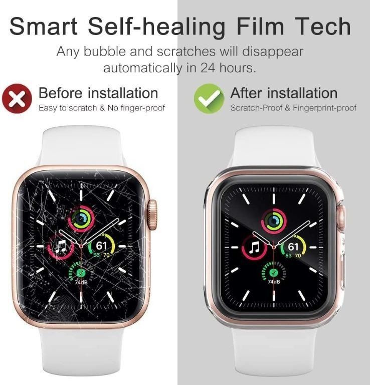 amBand Soft TPU Clear Case For iWatch 38mm with Built in Tempered Glass Screen Protector Compatible for Apple Watch Series 3 2 1 Ultra Thin Bumper Cases Mobile Phones Gadgets Wearables