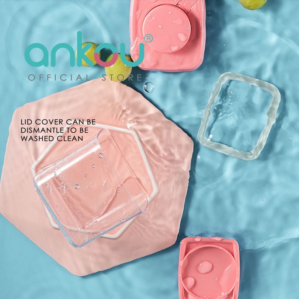 ANKOU AirTight Food Container (lockable) Pink Square Mini Portable