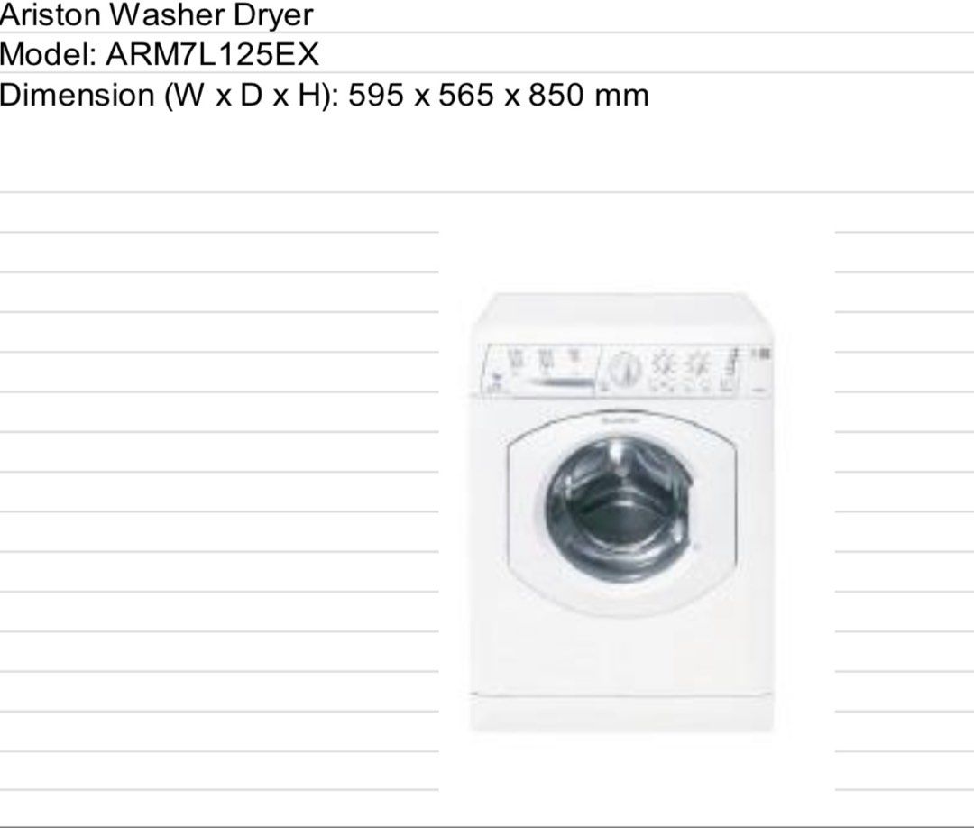 Ariston washing machine and dryer, TV & Home Appliances, Washing