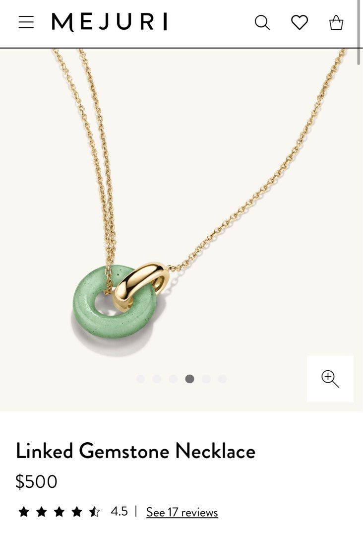 Authentic Mejuri Linked Gemstone Necklace (Aventurine & 14k solid gold