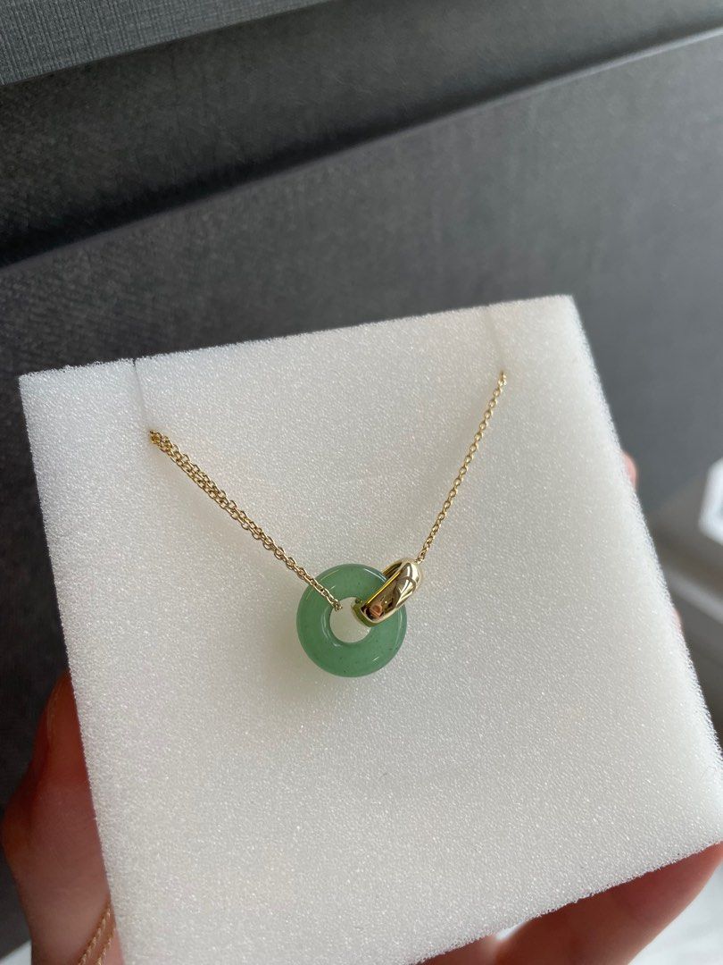 Authentic Mejuri Linked Gemstone Necklace (Aventurine & 14k solid gold