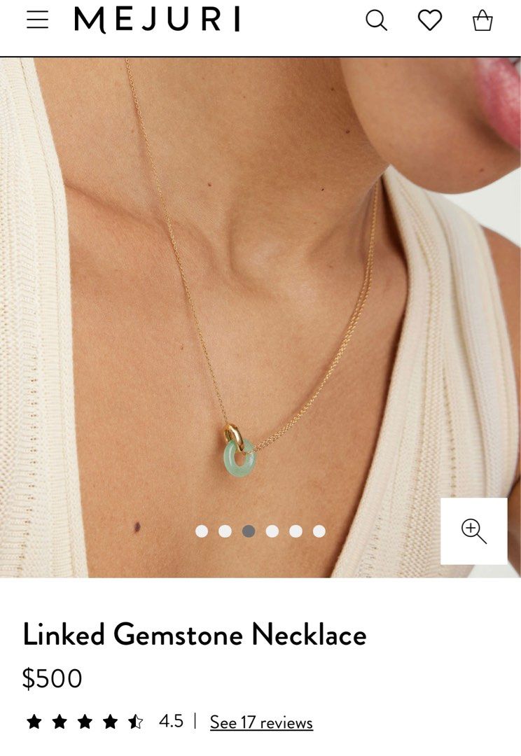 Authentic Mejuri Linked Gemstone Necklace (Aventurine & 14k solid gold